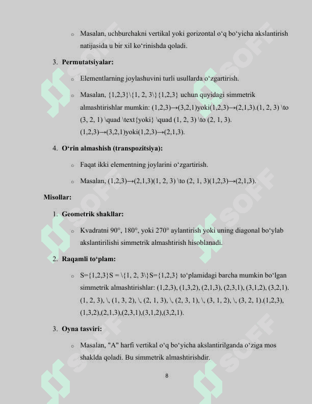 ALGEBRAIK AYNIY ALMASHTIRISHLAR 8