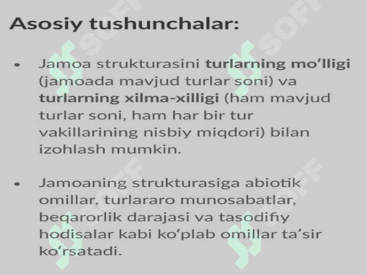 Ekologik jamoaning tur , tizim , genetik xilma-xilligi 3