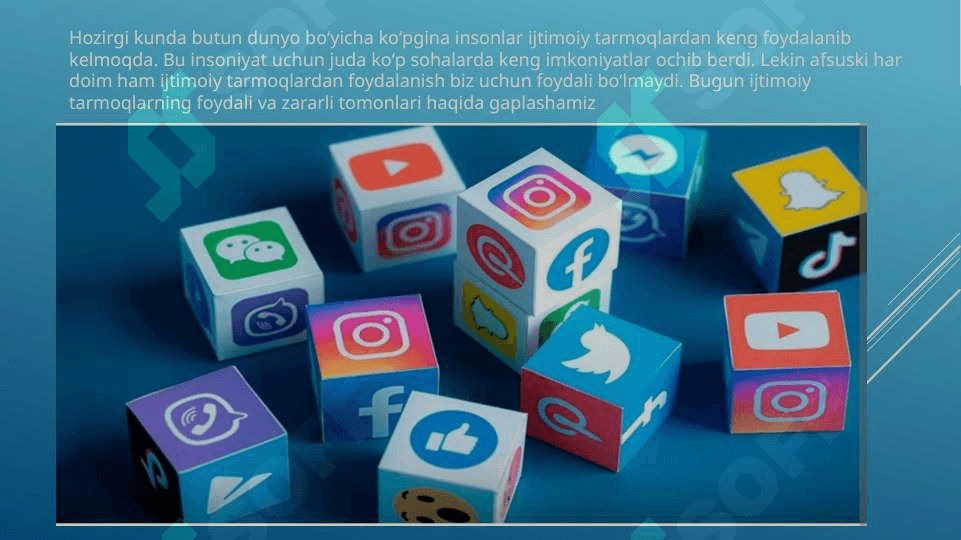 IJTIMOIY TARMOQLAR  HAQIDA  TAQDIMOT 4