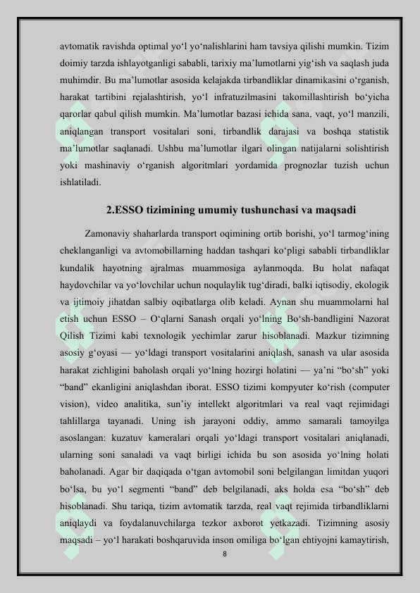 O‘qlarni sanash orqali yo‘lning bo‘sh bandligini nazorat qilish tizimi(ESSO) M.docx 8
