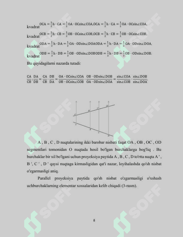 Dezarg teoremasi va uning fazoviy talqini.Paskal teoremasi mavzusida kurs ishi 8