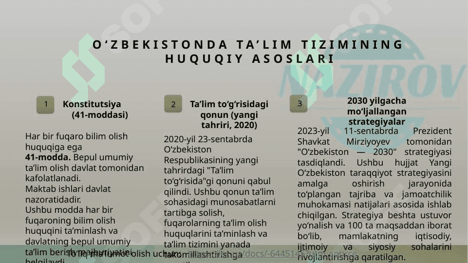 TA’lim- O‘zbekiston Respublikasi rivojlanishining ustuvor yo‘nalishi sifatida 3