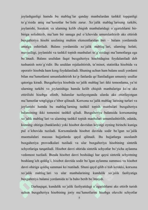 Buxgalteriya balansi to’g’risidagi hisobotni tayorlash va tuzish 5