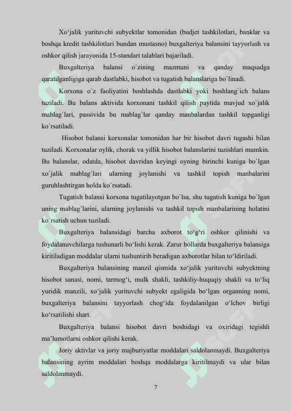 Buxgalteriya balansi to’g’risidagi hisobotni tayorlash va tuzish 7