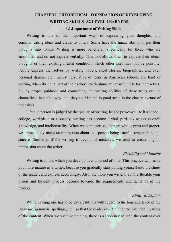Developing writing skills of A2 level students with an essay 6