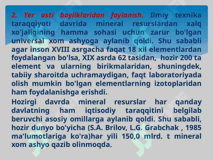 Yer osti boyliklarini muhofaza qilish 6
