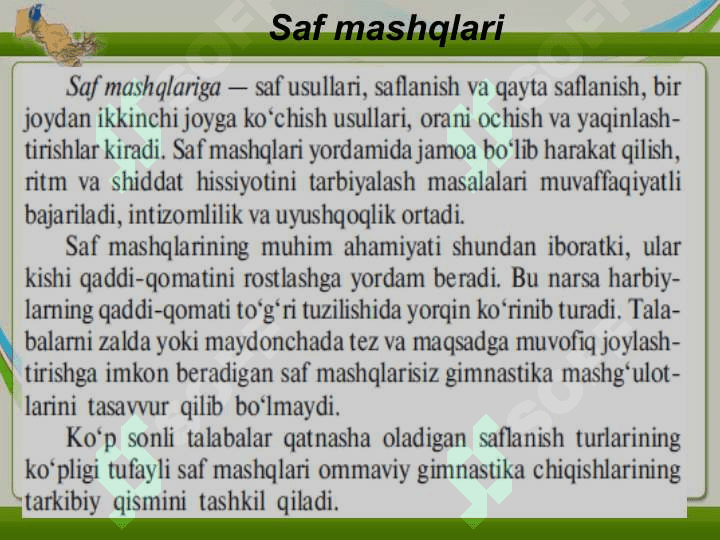 Saf mashqlari 2