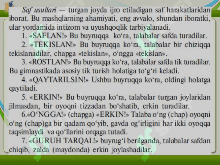 Saf mashqlari 7