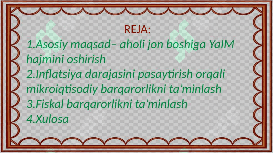 Milliy iqtisodiyotni rivojlantirishdagi ustuvor vazifalar 2