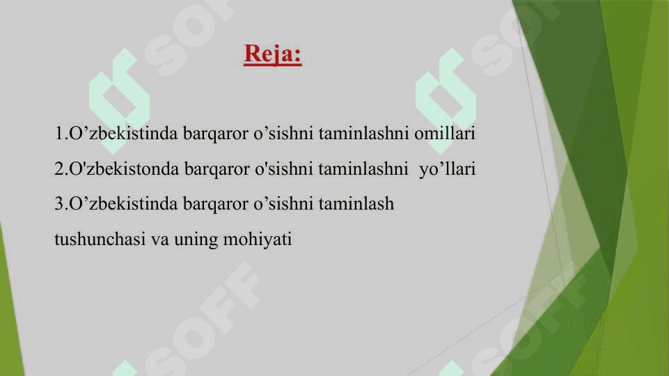 O’zbekistonda barqaror o’sishni taminlashning omilari va yollari 2