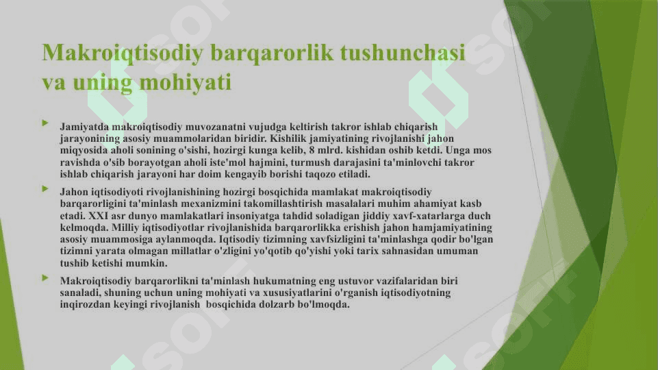 O’zbekistonda barqaror o’sishni taminlashning omilari va yollari 3