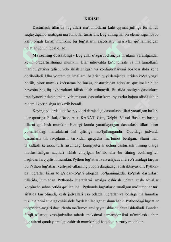 Lug‘atlar (dictionaries) va hash jadval tushunchasi 3