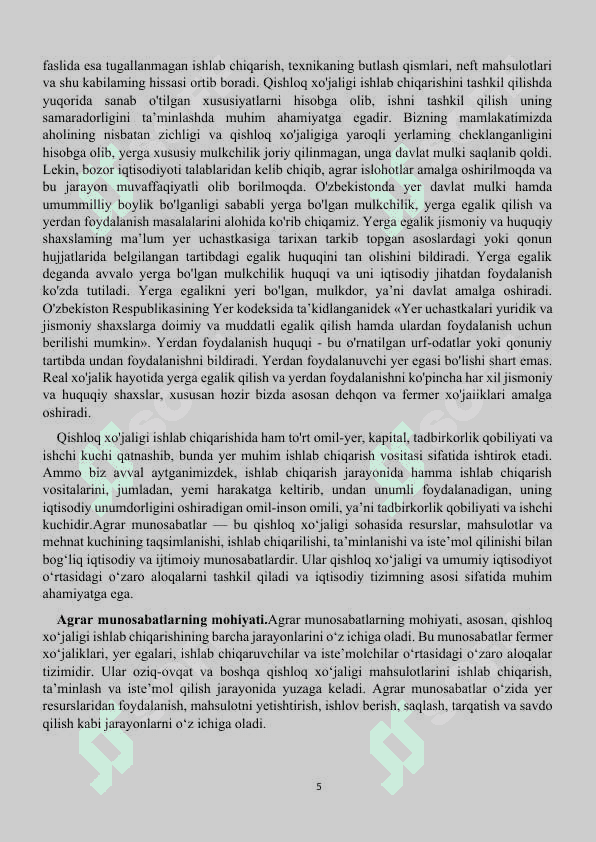Davlatning agrar siyosati va qishloq xójaligini qóllab-quvvatlash choralari. 5