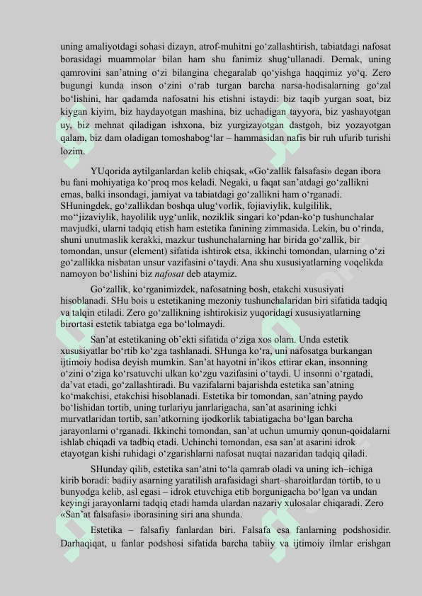 ESTETIKANING PREDMETI, MAQSADI VA VAZIFALARI 2