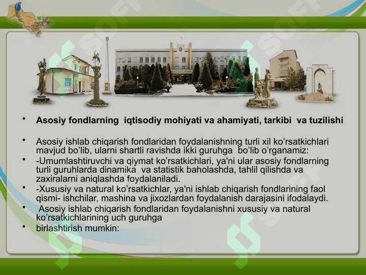 Sanoat ishlab chiqarishning asosiy fondlari va ishlab chiqarish quvvatlari 3