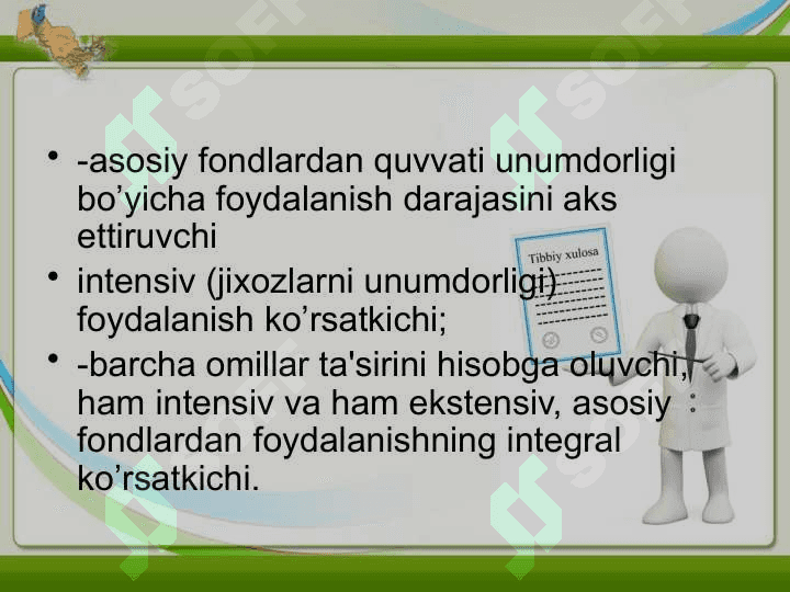 Sanoat ishlab chiqarishning asosiy fondlari va ishlab chiqarish quvvatlari 4