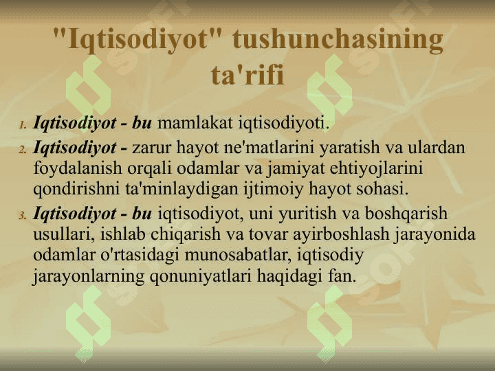 Iqtisodiyot fan va iqtisodiyot sifatida 2