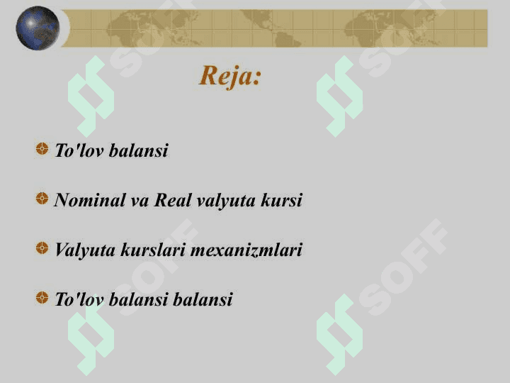 valyuta kursi mexanizmlari va to'lov balansi 2