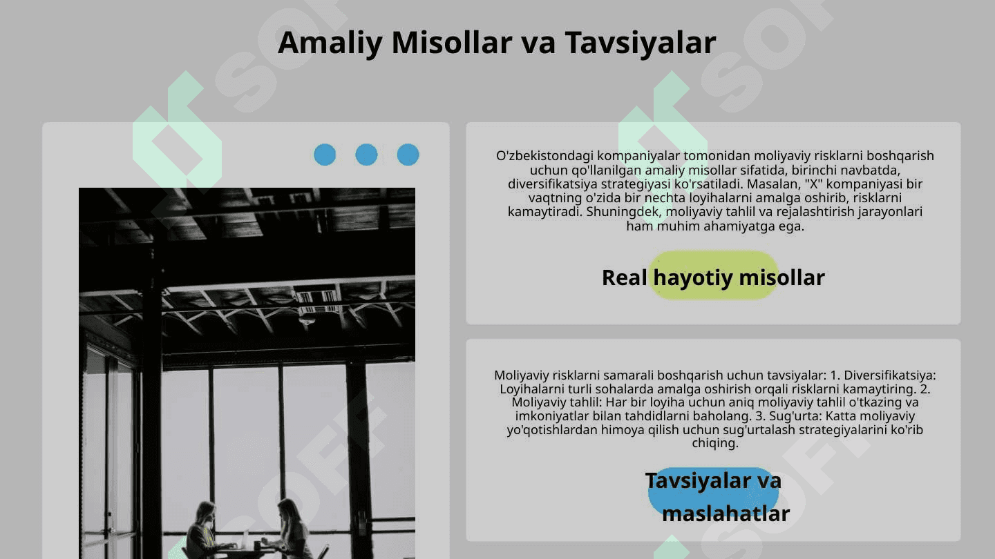 Investitsiya loyihalarini amalga oshirishda moliyaviy risklar va ularni samarali boshqarish yo'llari 8