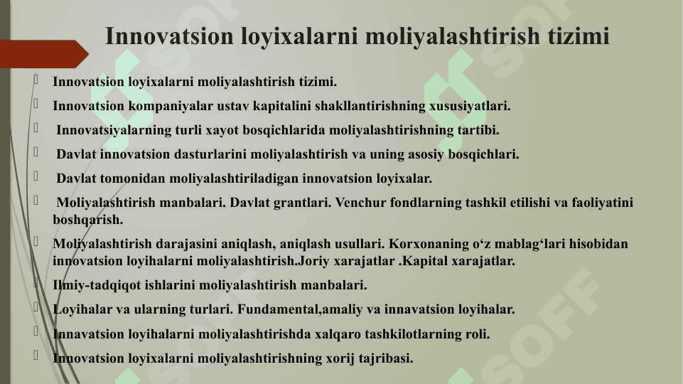 Innovatsion loyihalarni venchurli moliyalashtirish 2
