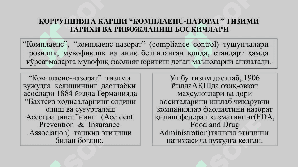 Миллий иқтисодиёт тармоқлари ва банк-молия тизимида комплеанс назорати 2