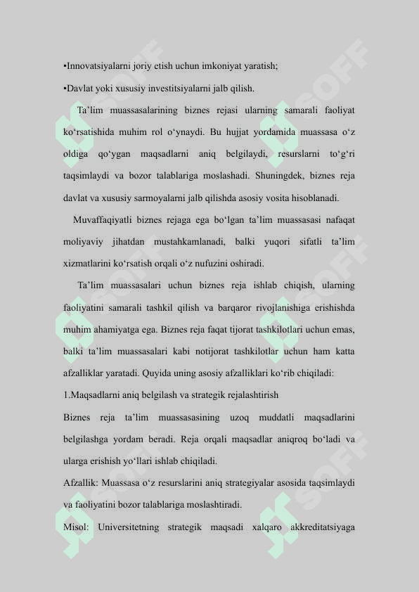 Ta'lim muassasalarining biznes rejalari 4