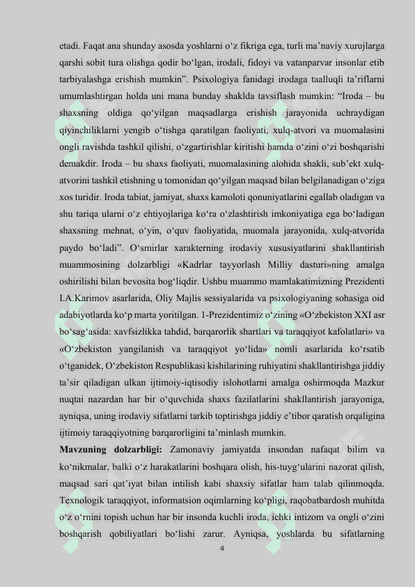 O’z-o’zini boshqarish va irodaviy jarayonlar 4