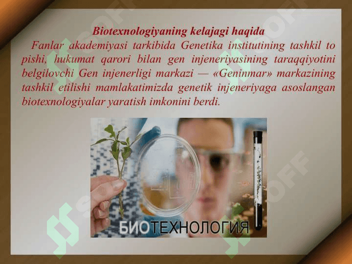 O’zbekistonda genetik injeneriya va biotexnologiya fani yutuqlari 2