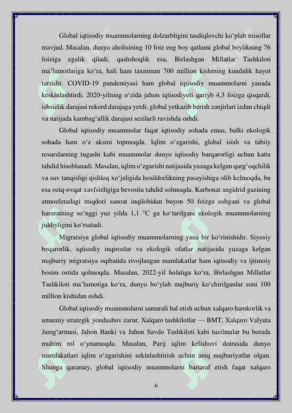 Jahonning global iqtisodiy muammolari 6