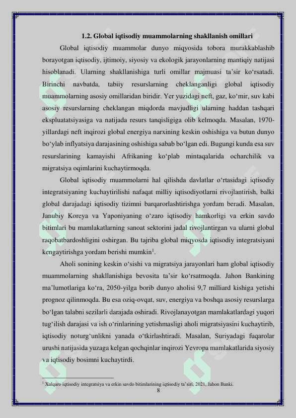 Jahonning global iqtisodiy muammolari 8