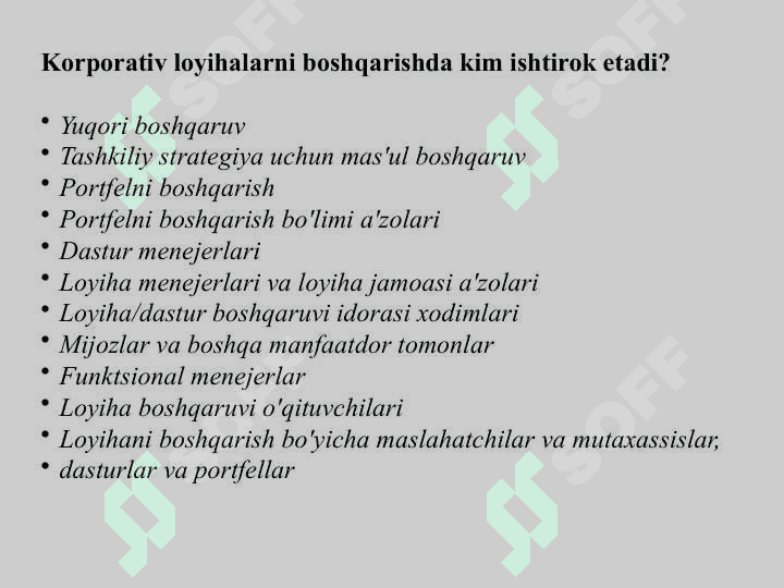 Korporativ loyihalarni boshqarish bo'yicha master klass 7