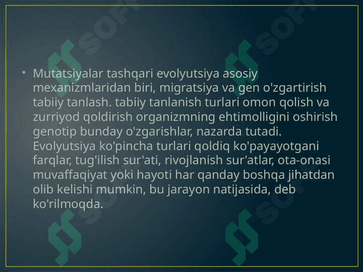 Turlarning paydo bo‘lishi  tabiiy tanlanish va yangi turlarning shakllanishi 2