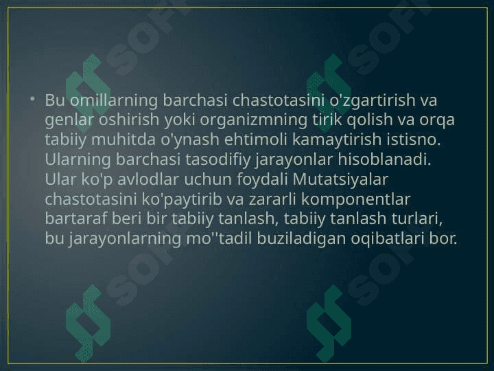 Turlarning paydo bo‘lishi  tabiiy tanlanish va yangi turlarning shakllanishi 4