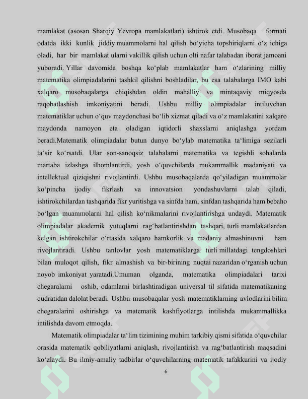 Matematik fan olimpiadalariga o'quvchilarni tayyorlash metodikasi 6