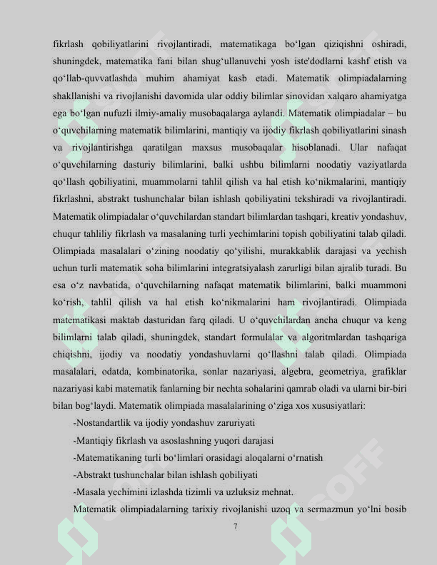 Matematik fan olimpiadalariga o'quvchilarni tayyorlash metodikasi 7