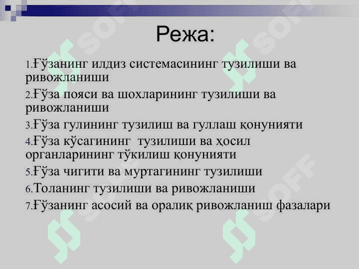Ғўзанинг морфологияси ва биологияси 2