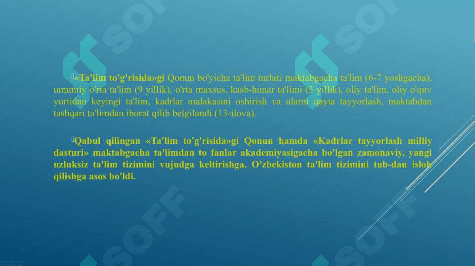 О‘ZBEKISTONDA TA’LIM, ILM-FAN VA SPORT SOHASIDAGI ISLOHOTLAR 2