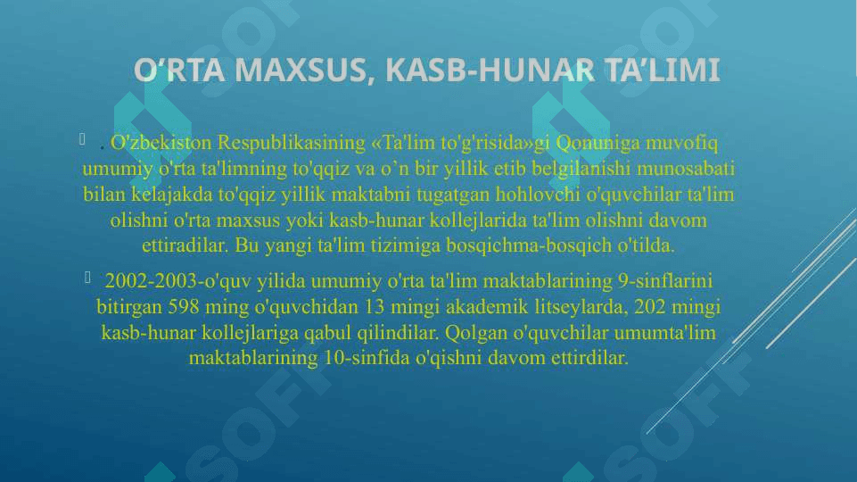О‘ZBEKISTONDA TA’LIM, ILM-FAN VA SPORT SOHASIDAGI ISLOHOTLAR 8