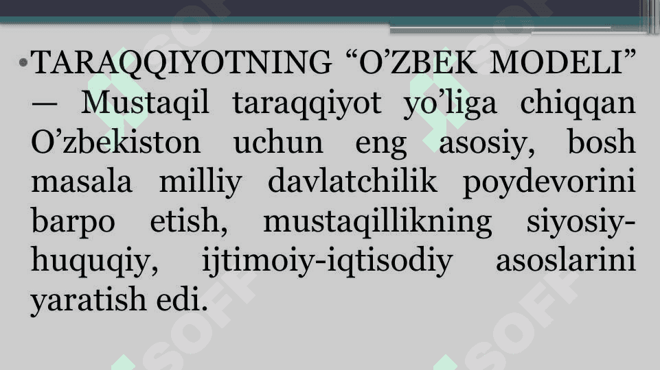 O‘ZBEKISTONNING  O‘ZIGA  XOS ISTIQLOL VA TARAQQIYOT YO‘LI 4
