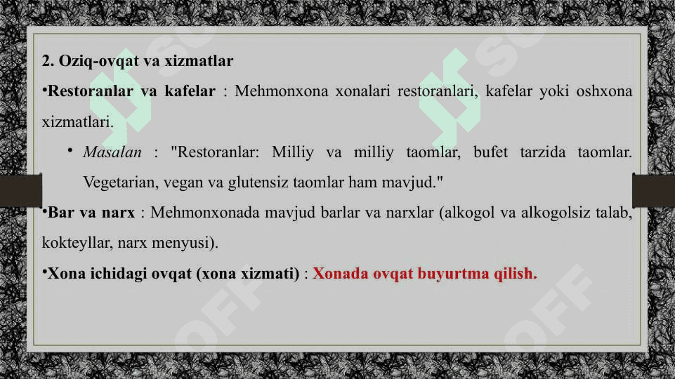 Turizim faolyatini amalga oshirish mexmonxona sohasida 4