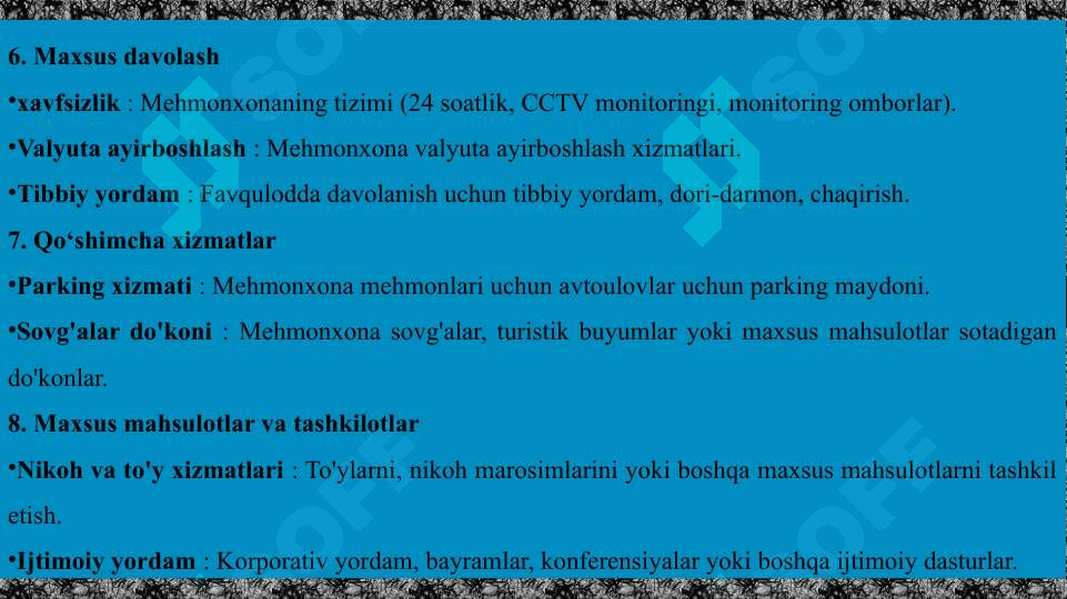 Turizim faolyatini amalga oshirish mexmonxona sohasida 7