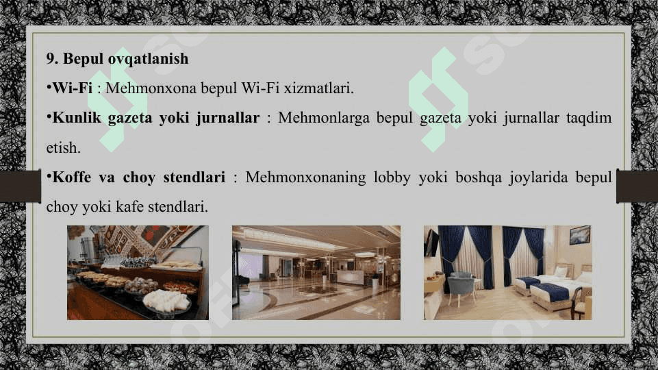 Turizim faolyatini amalga oshirish mexmonxona sohasida 8