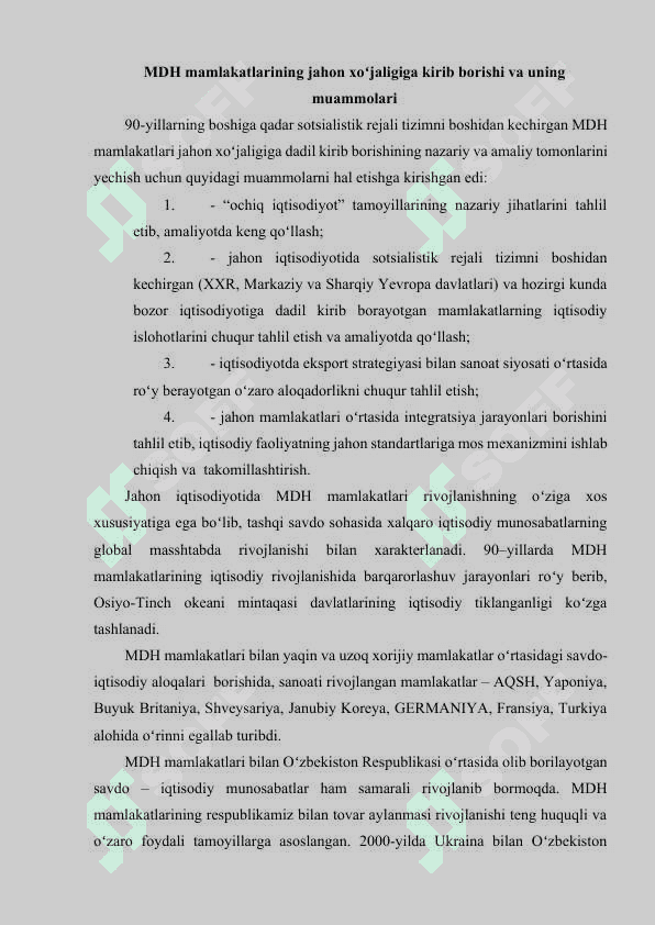 Mustaqil Davlatlar Hamdoʻstligi davlatlari va ularning iqtisodiy rivojlanishi 4