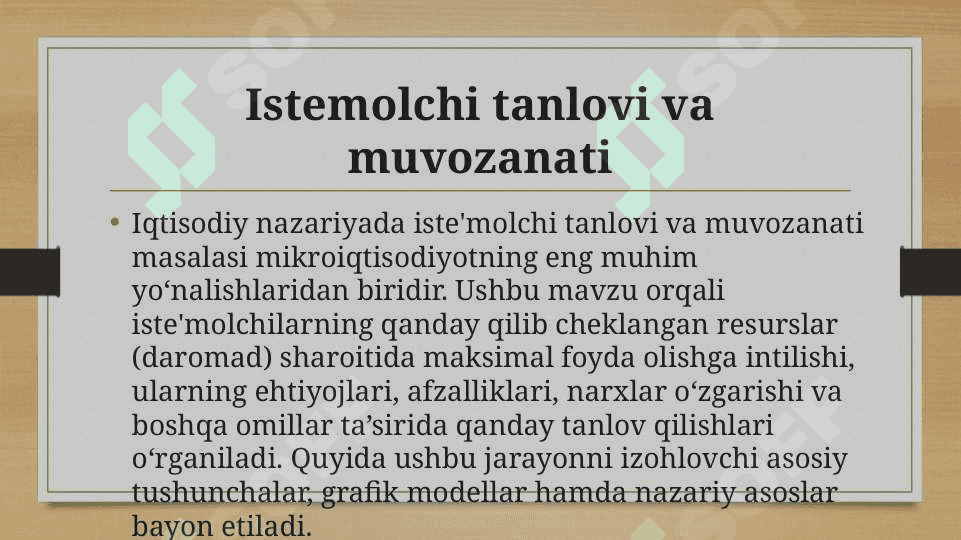 Istemolchi tanlovi va muvozanati 2