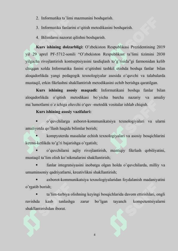 INFORMATIKANI BOSHQA FANLAR BILAN ALOQADORLIKDA O’QITISH METODIKASI tayyori 4