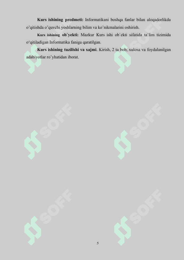 INFORMATIKANI BOSHQA FANLAR BILAN ALOQADORLIKDA O’QITISH METODIKASI tayyori 5