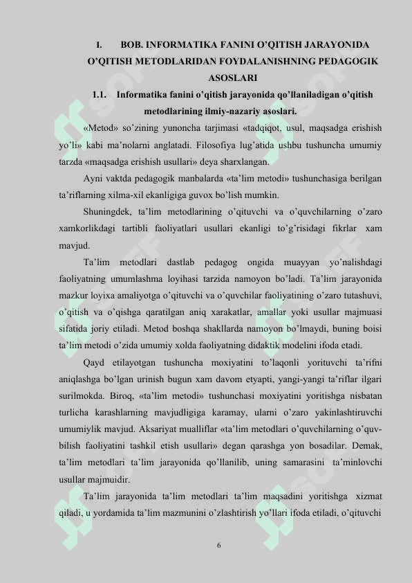 INFORMATIKANI BOSHQA FANLAR BILAN ALOQADORLIKDA O’QITISH METODIKASI tayyori 6