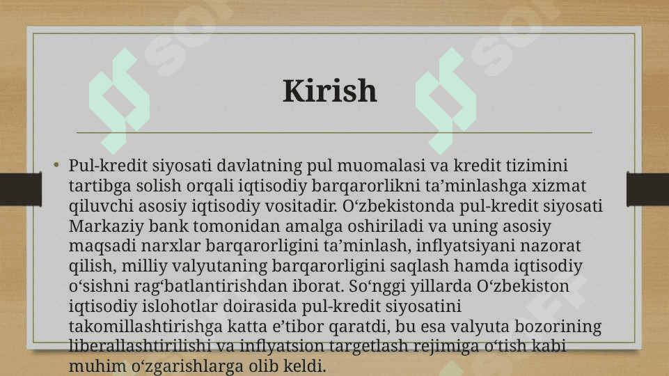 O’zbekistonda pul-kridit siyosati 2