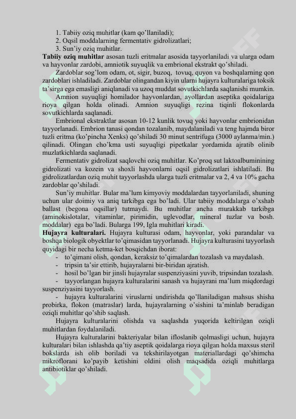 : Umumiy virusologiya: strukturasi, morfologiyasi, reproduksiyasi, kimyoviy tarkibi. Bakteriofaglar. Viruslarni ajratib olish usullari. Viruslarni indikatsiya va identifikatsiya qilish usullari. Viruslar keltirib chiqaruvchi yuqumli kasalliklarga tashxis qo‘yish usullari 6