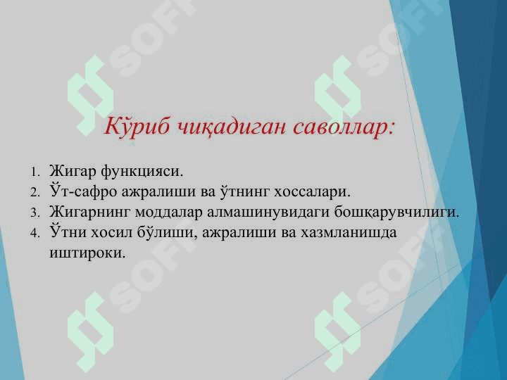 Жигарнинг ҳазм жараёнидаги роли 2